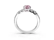 5 Stone Engagement Ring Setting for Fancy Pink Oval Center with Plain Band and Prong Head in Sterling Silver