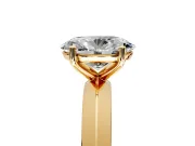 Solitaire Engagement Ring Setting for Oval Center with Wide Knife Ridge Band and Prong Head in Yellow Gold