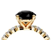 Solitaire Engagement Ring Setting for Fancy Black Round Cut Center with Alternating Size Accents and Prong Head in Yellow Gold
