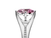 Solitaire Engagement Ring Setting for Fancy Pink Oval Center with Milgrain Cathedral Band and Prong Head in Sterling Silver