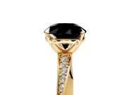 Side Accent Engagement Ring Setting for Fancy Black Round Cut Center with Accent Shoulders and Prong Head in Yellow Gold