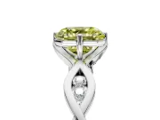 Solitaire Engagement Ring Setting for Fancy Yellow Asscher Cut Center with Accented Twist Band and Leaf Prong Head in Platinum