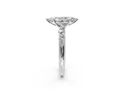 Cluster Engagement Ring Setting for Marquise Center with Round Cut Accent Band and Prong Head in Platinum