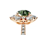 Floral Halo Engagement Ring Setting for Fancy Green Round Cut Center with Pave Accents and Prong Head in Rose Gold