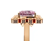 Cluster Halo Engagement Ring Setting for Fancy Pink Radiant Cut Center with Milgrain Bezel Accents and Prong Head in Rose Gold