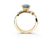 Solitaire Engagement Ring Setting for Fancy Blue Princess Cut Center with Marquise Accent Twist Band and Prong Head in Yellow Gold