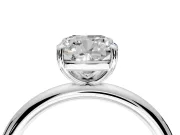 Low-Set Solitaire Engagement Ring Setting for Cushion Cut Center with Thin Plain Band and Prong Head in White Gold