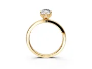 Solitaire Engagement Ring Setting for Marquise Center with Thin Rounded Plain Band and Prong Head in Yellow Gold