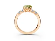 5 Stone Engagement Ring Setting for Fancy Yellow Heart-Shaped Center with Plain Band and Prong Head in Rose Gold