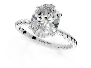 Solitaire Engagement Ring Setting for Oval Center with 2-Strand Rope Twist Band and Prong Head in Platinum