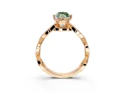 Solitaire Engagement Ring Setting for Fancy Green Marquise Center with Accented Twist Band and Leaf Prong Head in Rose Gold