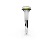 Halo Engagement Ring Setting for Fancy Yellow Princess Cut Center with Knife Ridge Cathedral Band and Prong Head in Sterling Silver