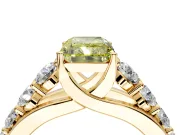 Solitaire Engagement Ring Setting for Fancy Yellow Radiant Cut Center with Graduated Shared Prongs and Prong Head in Yellow Gold