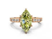 Solitaire Engagement Ring Setting for Fancy Yellow Marquise Center with Milgrain-Edged Pave Band and Prong Head in Rose Gold