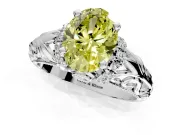 Solitaire Engagement Ring Setting for Fancy Yellow Oval Center with Filigree Accent Basket and Prong Head in Platinum
