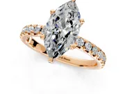 Solitaire Engagement Ring Setting for Marquise Center with Large Accents and Prong Head in Rose Gold