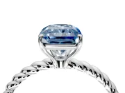 Solitaire Engagement Ring Setting for Fancy Blue Radiant Cut Center with Plain Twisted Rope Band and Prong Head in Platinum