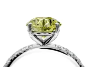 Solitaire Engagement Ring Setting for Fancy Yellow Round Cut Center with Micro Pave Band and Prong Head in Platinum