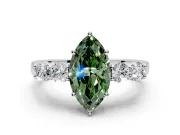 5 Stone Engagement Ring Setting for Fancy Green Marquise Center with Equal Close-Set Accents and Prong Head in Sterling Silver