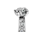 Solitaire Engagement Ring Setting for Heart-Shaped Center with Channel-Set Accents and Prong Head in White Gold