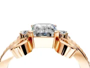 Solitaire Engagement Ring Setting for Emerald Cut Center with Twisted Band and Scroll Prong Head in Rose Gold