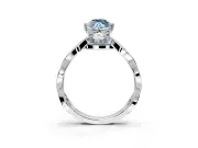 Solitaire Engagement Ring Setting for Fancy Blue Marquise Center with Accented Twist Band and Leaf Prong Head in Platinum