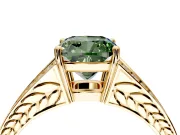 Split Shank Engagement Ring Setting for Fancy Green Cushion Cut Center with Pave Split Shank and Prong Head in Yellow Gold