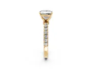 Open Basket Engagement Ring Setting for Princess Cut Center with Pave Band and Prong Head in Yellow Gold