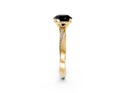 Side Accent Engagement Ring Setting for Fancy Black Round Cut Center with Accent Shoulders and Prong Head in Yellow Gold
