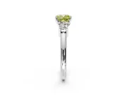 3 Stone Engagement Ring Setting for Fancy Yellow Cushion Cut Center with Wide Plain Band and Prong Head in Sterling Silver