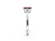 3 Stone Engagement Ring Setting for Fancy Pink Emerald Cut Center with Low-Set Round Cut Accents and Prong Head in White Gold
