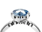Solitaire Engagement Ring Setting for Fancy Blue Heart-Shaped Center with Beaded Shoulders and Prong Head in White Gold