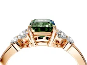 Solitaire Engagement Ring Setting for Fancy Green Emerald Cut Center with Marquise Flower Shoulders and Prong Head in Rose Gold