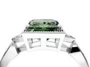 Cluster Engagement Ring Setting for Fancy Green Princess Cut Center with Milgrain Shoulder Clusters and Prong Head in Platinum