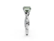 Crossover Engagement Ring Setting for Fancy Green Asscher Cut Center with Pave and Plain Strands and Prong Head in Platinum