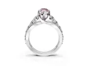 Solitaire Engagement Ring Setting for Fancy Pink Marquise Center with Graduated Shared Prongs and Prong Head in Platinum