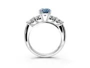 5 Stone Engagement Ring Setting for Fancy Blue Oval Center with Graduated Accents and Prong Head in Platinum