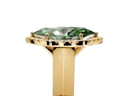 Halo Engagement Ring Setting for Fancy Green Marquise Center with Knife Ridge Cathedral Band and Prong Head in Yellow Gold