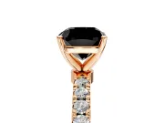 Open Basket Engagement Ring Setting for Fancy Black Cushion Cut Center with Pave Band and Prong Head in Rose Gold