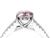 Solitaire Engagement Ring Setting for Fancy Pink Oval Center with Pave Split Shank and Prong Head in Sterling Silver
