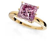 Solitaire Engagement Ring Setting for Fancy Pink Princess Cut Center with Plain Band and Tulip Prong Head in Yellow Gold