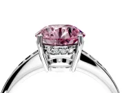Solitaire Engagement Ring Setting for Fancy Pink Round Cut Center with Channel-Set Accent Band and Prong Head in Platinum