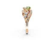 Halo Engagement Ring Setting for Fancy Yellow Heart-Shaped Center with Marquise and Pave Bypass Band and Prong Head in Rose Gold