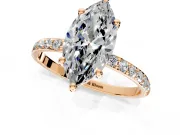 Solitaire Engagement Ring Setting for Marquise Center with Pave Accents and Prong Head in Rose Gold