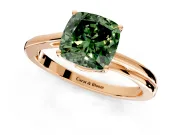 Solitaire Engagement Ring Setting for Fancy Green Cushion Cut Center with Plain Bypass Twist Band and Prong Head in Rose Gold