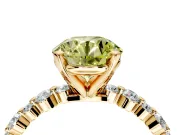 Solitaire Engagement Ring Setting for Fancy Yellow Round Cut Center with Alternating Size Accents and Prong Head in Yellow Gold