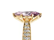 Solitaire Engagement Ring Setting for Fancy Pink Marquise Center with Multi-Row Accents and Prong Head in Yellow Gold