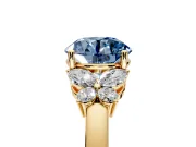 Solitaire Engagement Ring Setting for Fancy Blue Round Cut Center with Marquise Flower Shoulders and Prong Head in Yellow Gold