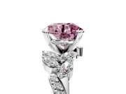 Solitaire Engagement Ring Setting for Fancy Pink Round Cut Center with Marquise Accent Twist Band and Prong Head in White Gold