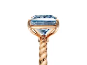 Solitaire Engagement Ring Setting for Fancy Blue Princess Cut Center with Plain Twisted Rope Band and Prong Head in Rose Gold